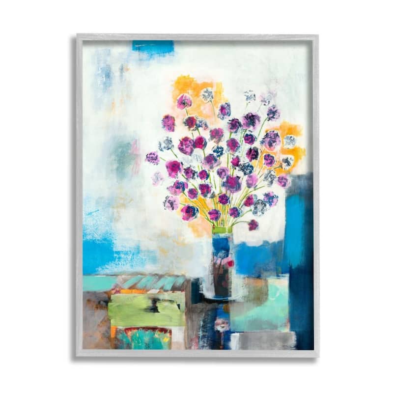 Stupell Rose Flowers Still Life Abstract Color Patchwork Framed Wall Art
