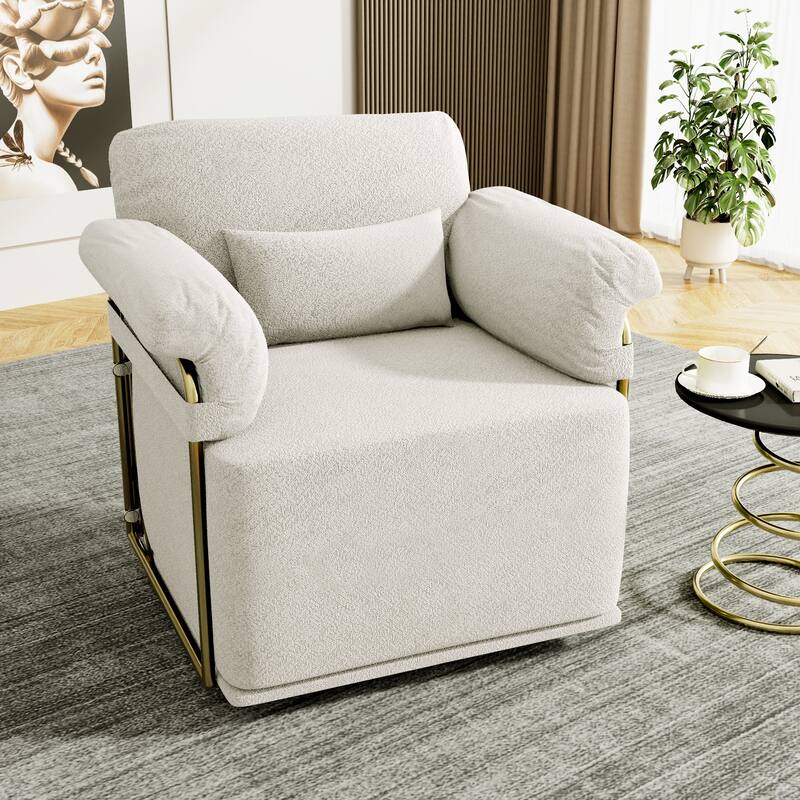 Upholstered 360 Degree Square Swivel Accent Sofa Chair