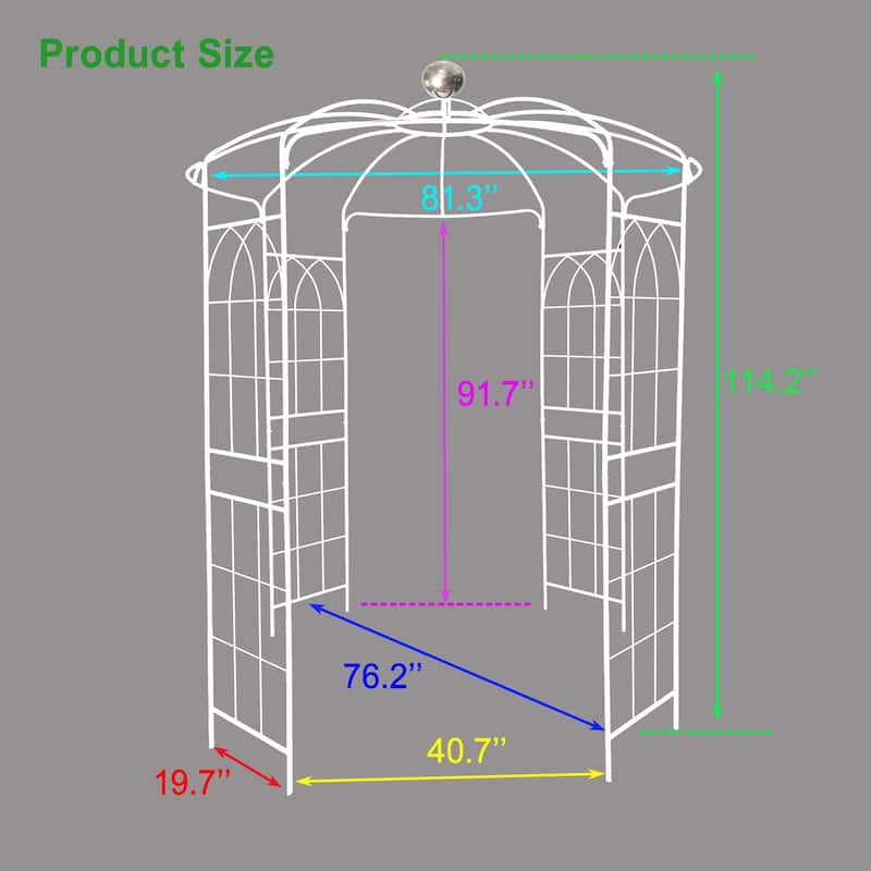 Metal Garden Arch Garden Arbors Gazebo Dia81.3''x 114.2''High Birdcage Shape Pergola Pavilion for Wedding Ceremony Outdoor