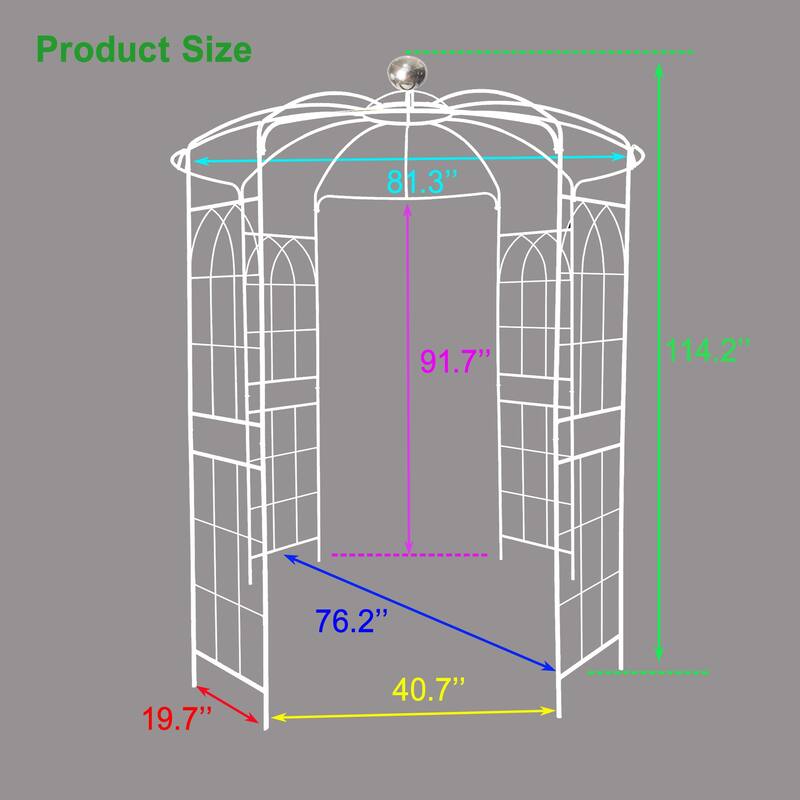 Metal Garden Arch Iron Garden Arbors Gazebo Dia 81.3'' x 114.2'' High Birdcage Shape Pergola Pavilion for Wedding Ceremony