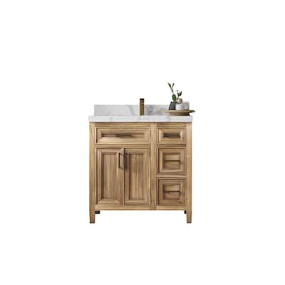 Willow Collections 36 in. W x 22 in. D Santa Monica Teak Bathroom Vanity Center with Countertop