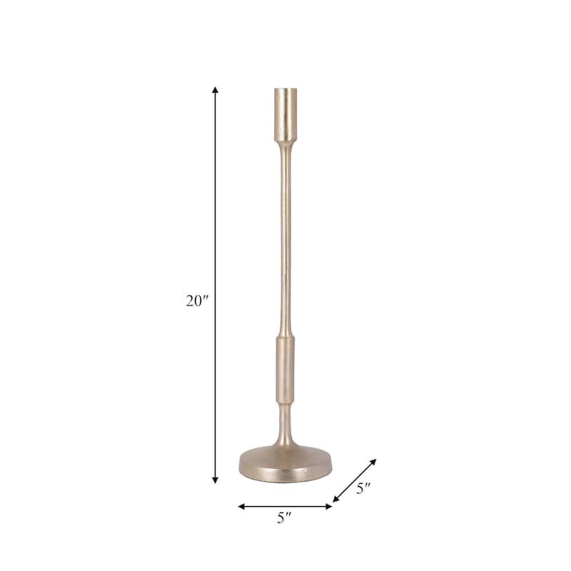Champagne Metal Candle Holder Contemporary Aluminum Narrow Taper Candle Holder for Home, Office, Event Decor