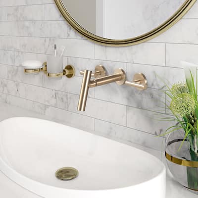Two Handles Wall Mounted widespread Creative Bathroom Faucet