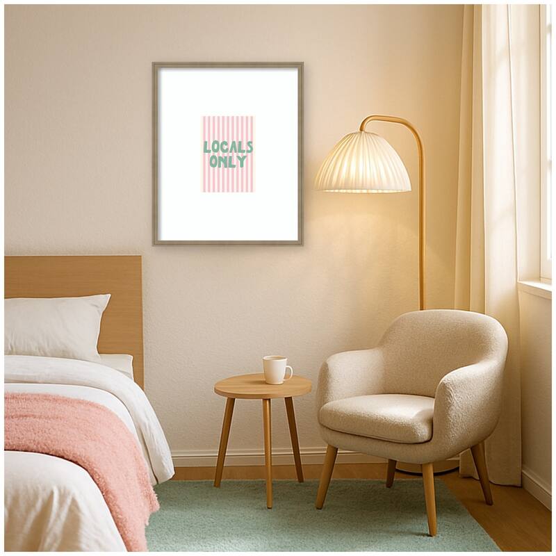 Kate and Laurel Locals Only Green and Pink Stripes by Megan Ryan Framed Wall Art Print