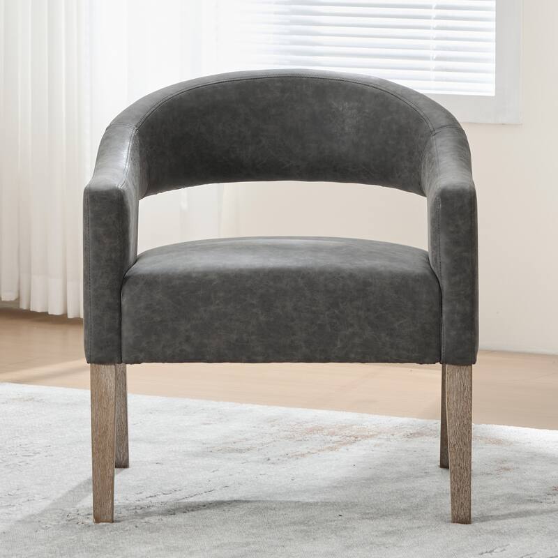26.3"W PU Leather Accent Chair,Modern Armchair with Wood Legs