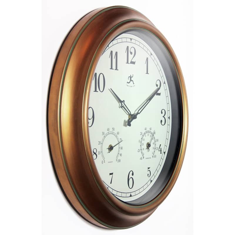 The Craftsman Indoor/Outdoor Wall Clock Thermometer 18 inch by Infinity Instruments - 18 x 2.25 x 18