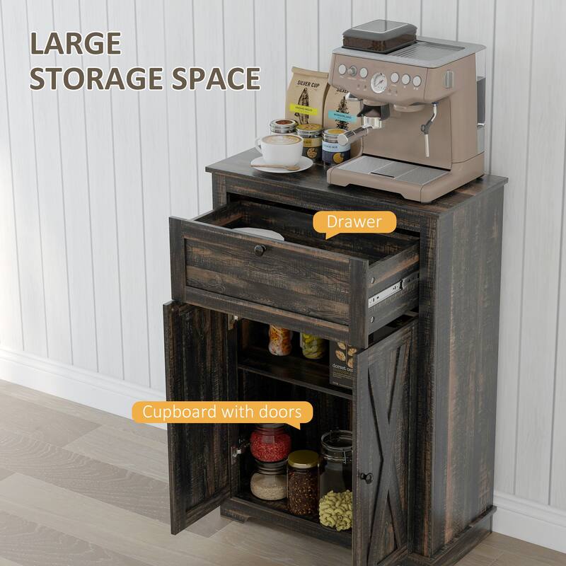 39" Wooden Rustic Potting Bench Table, Storage Cabinet Garden Shed with 2-Tier Shelves and Side Hook