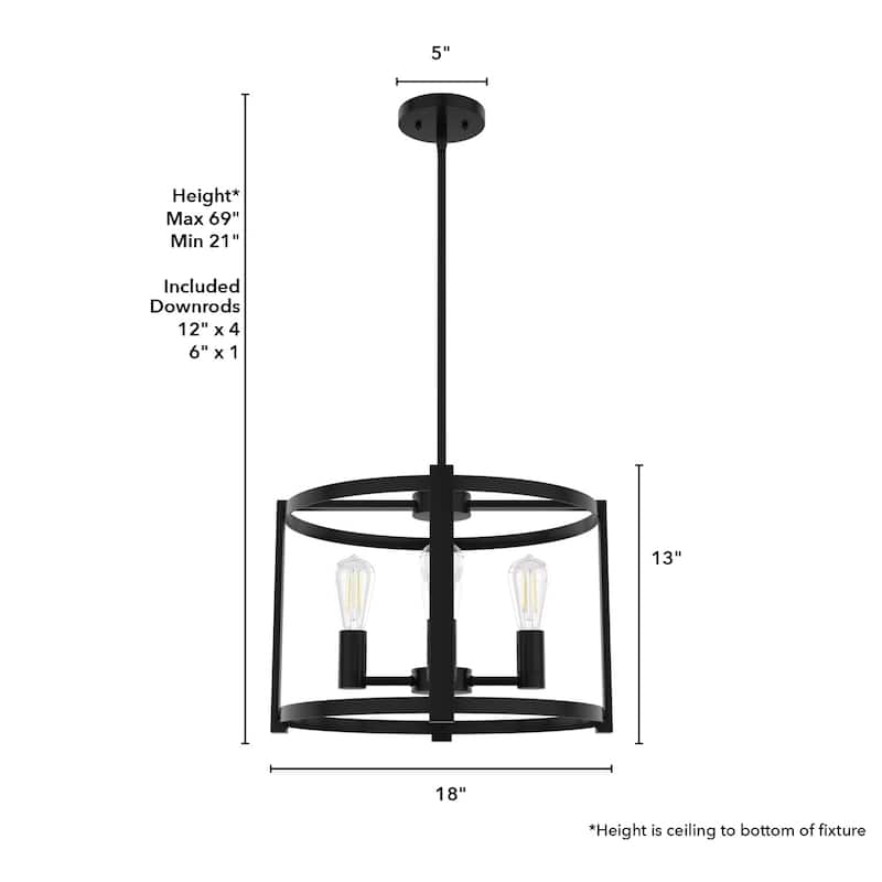 Hunter Astwood 18" 4-Light Chandelier, Caged, Kitchen Island, Dining Room, Entry - Transitional, Art-Deco, Contemporary