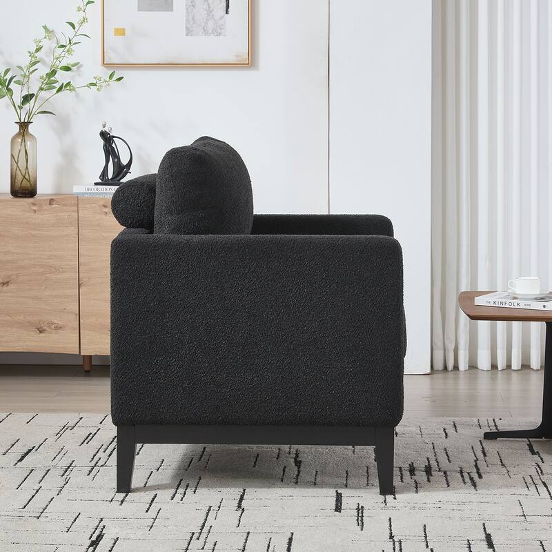 Wood Base Arm Chair with Two Pillows