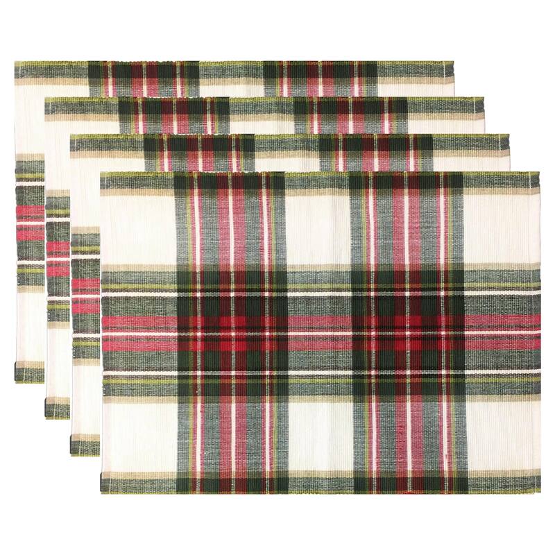 Fabstyles Celebration Plaid High Quality Cotton Placemats Set of 4 - 13"x19"