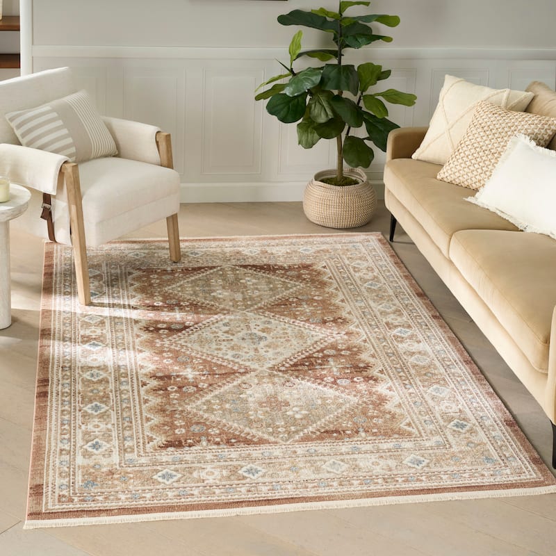 Nourison Pardis Indoor only Brown Persian Area Rug - Rust - 4' x 6'