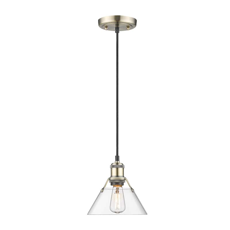Orwell 7.5" Wide Small Pendant in Aged Brass with Clear Glass - Gold