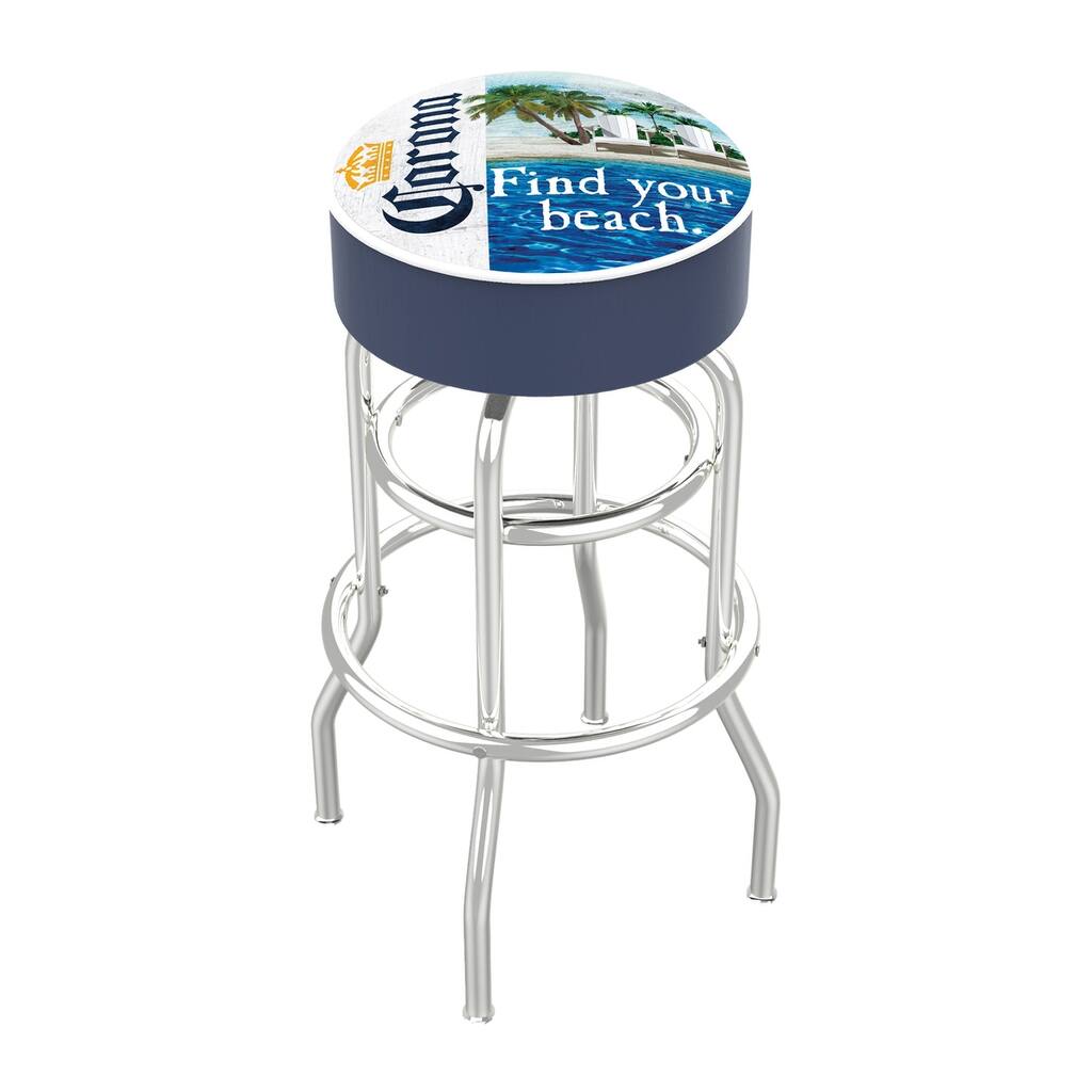 L7C1 Corona 30" Double-Ring Swivel Bar Stool with Chrome Finish - 18"Lx18"Wx30"H