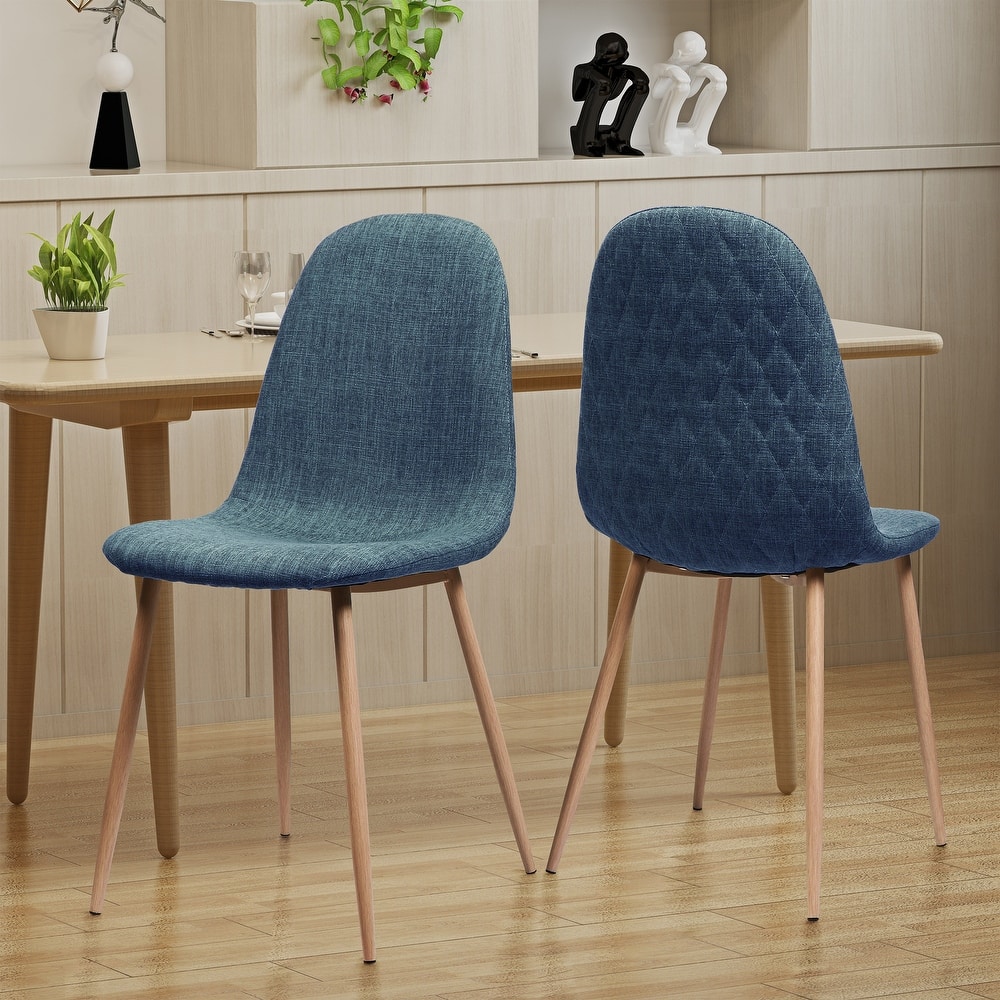 Set of 2 Fabric Upholstered Dining Chair with Metal Legs, Mid-Century Armless Kitchen Side Chairs for Dining Room, Home Office