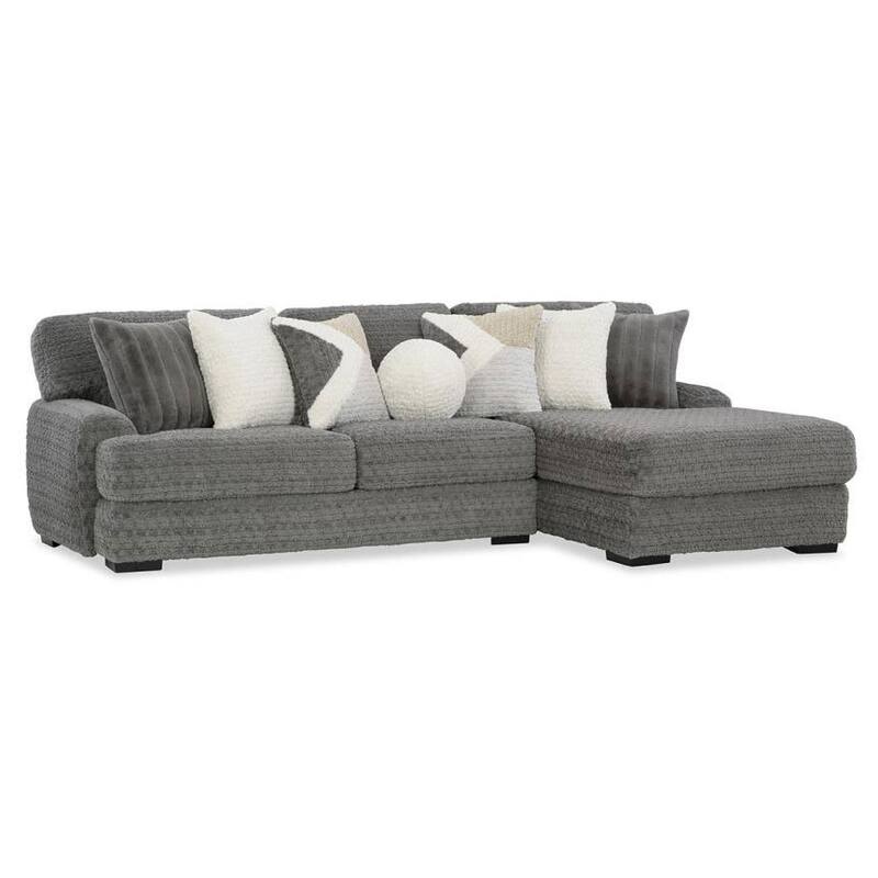Furniture of America Meira USA Made 2-Piece 112-inch Charcoal Upholstered L-Shaped Sectional and Ottoman Set