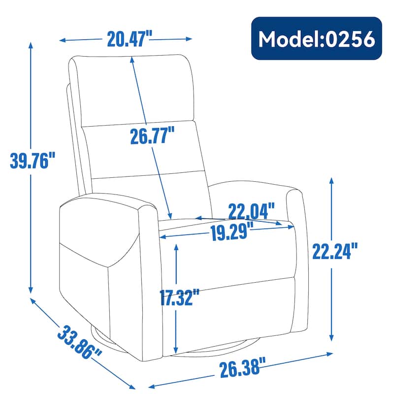 360° Swivel Rocking Recliner Chair in Polyester for Living Room