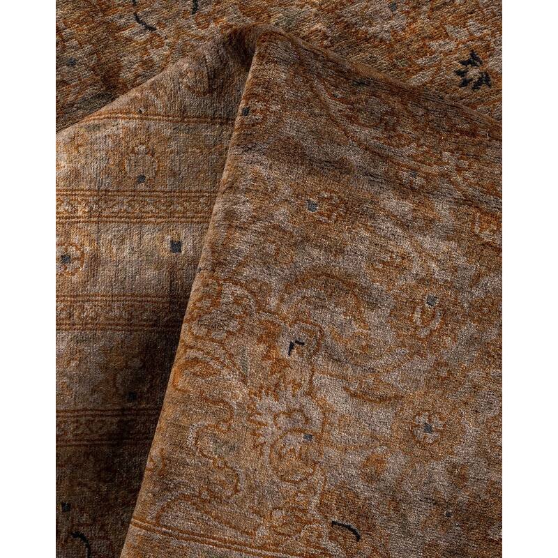 Overton Hand Knotted Wool Vintage Inspired Modern Contemporary Overdyed Brown Area Rug - 8' 1" x 10' 5"