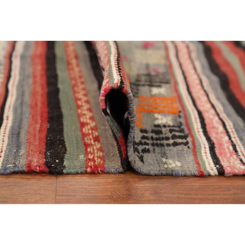 Hand Woven Oriental 100% Wool Carpet Southwestern Tribal Multi-Colored Kilim Area Rug - 8' 11'' X 5' 4''
