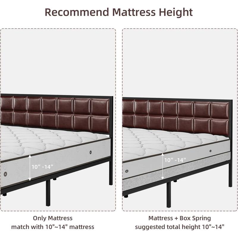 Metal Platform Bed Frame with Headboard & Footboard, 10.8'' Storage, No Box Spring Needed