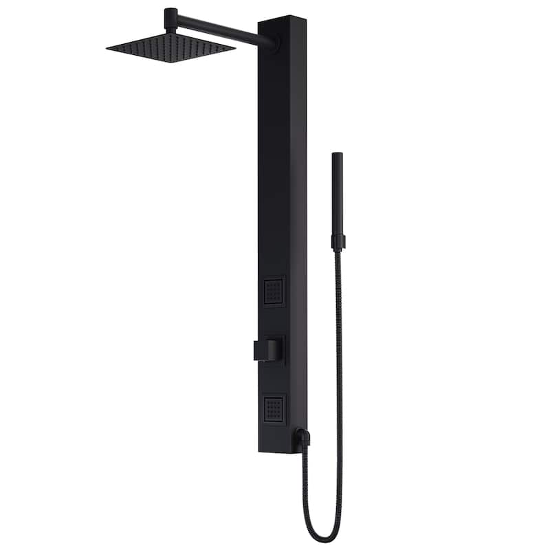 VIGO Orchid 39" H x 4" W 2-Jet Retro Shower Panel with Square Shower Head - Matte Black