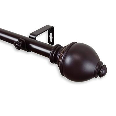Decorative Window Curtain Rod - Tension Rod, Adjustable, Home Decor, Mahogany Finish, 48-85 Inch Range - 240