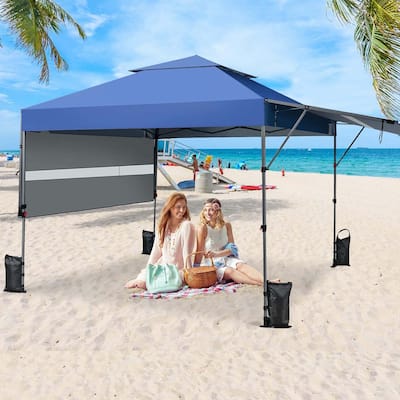 10x17.6 FT Pop Up Canopy with Dual Awnings Outdoor Gazebo Shelter
