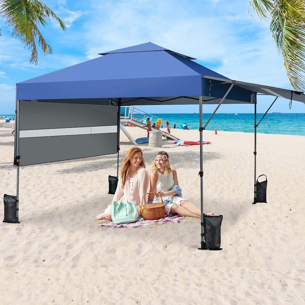 10x17.6 FT Pop Up Canopy with Dual Awnings Outdoor Gazebo Shelter