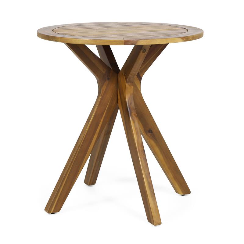 Jillian Outdoor 3 Piece Acacia Wood and Wicker Bistro Set by Christopher Knight Home - N/A
