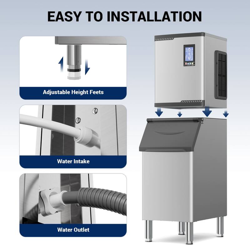 680 LBS/24H Commercial Ice Maker Machine with 560 LBS Storage Bin, Self-Cleaning