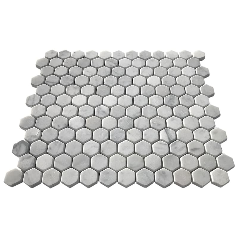 Carrara Marble 1" x 1" Honeycomb Tumbled Mosaic Tile