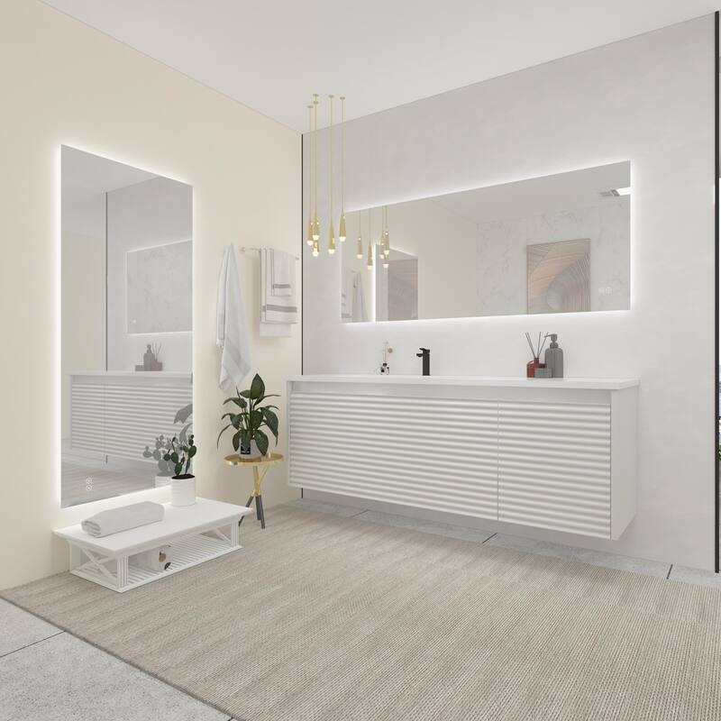 CB HOME LED Bathroom Mirror, Lighted Wall Mounted Vanity Mirror, Anti-fog, Backlit, Dimmable, Frameless, Horizontally/Vertically