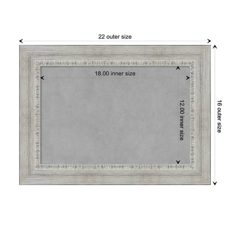 Amanti Art Rustic White Wash Framed Magnetic Board - Board Size 18x12