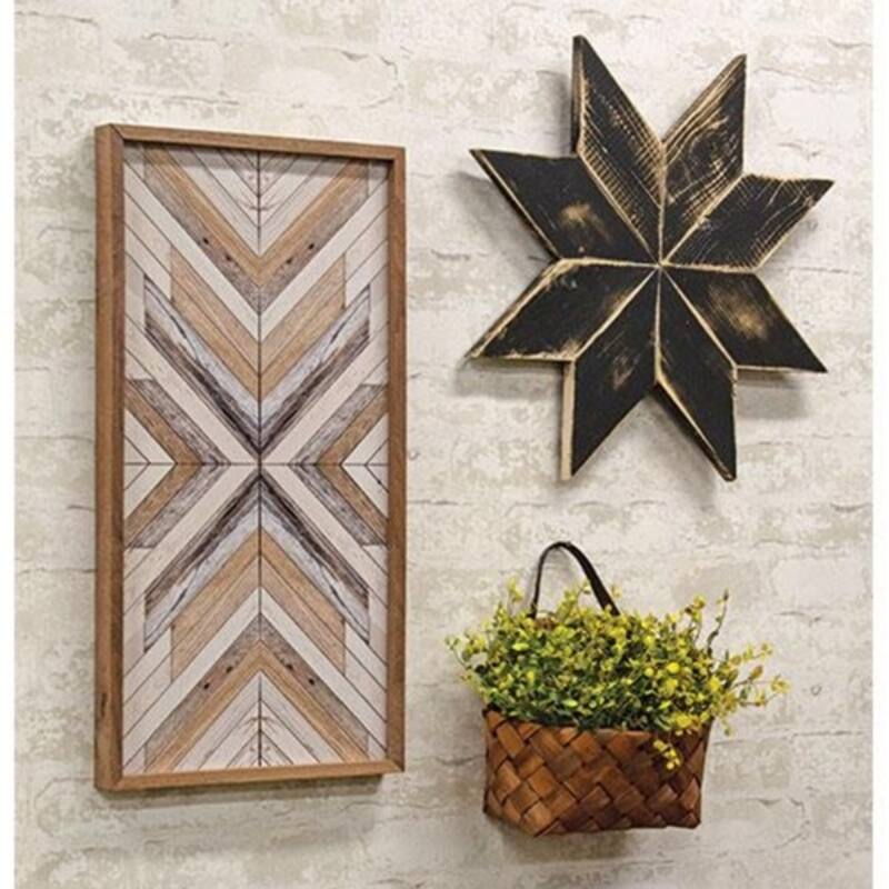 Chevron Pattern Driftwood Print Frame ideal for Display Hanging or Wall Decor - 24.5” high by 12.75” wide by 1.5” deep