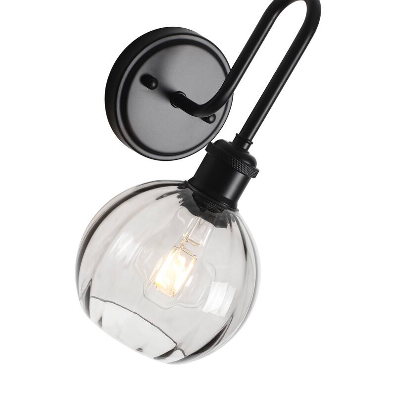 Modern 1-Light Bathroom Vanity Wall Sconce with Textured Glass Shade