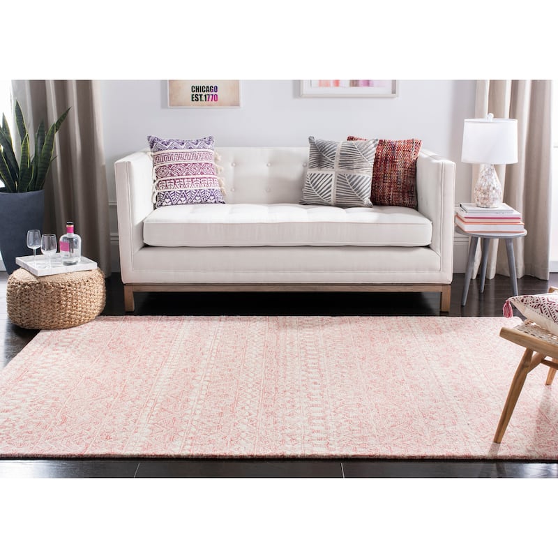 SAFAVIEH Handmade Blossom Mahalia Modern Floral Wool Rug - 6' x 6' Square - Black/Ivory