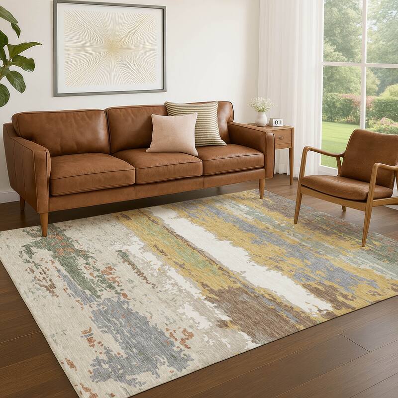 Machine Washable Indoor/ Outdoor Modern Buena Chantille Rug