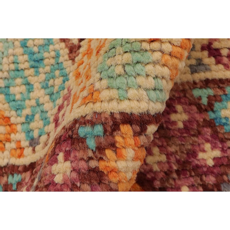 Eclectic Balochi Mejia Blue/Maroon Hand Knotted Wool Rug - 3'6'' x 5'2''