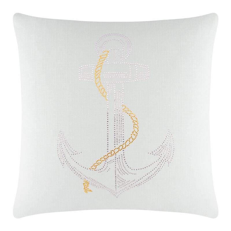 Sparkles Home Rhinestone Anchor Pillow - 16x16 - Ivory