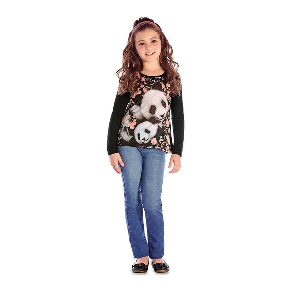 Girls Long Sleeve T-Shirt Panda Graphic Tee Kids Clothing Pulla Bulla 2-10 Years