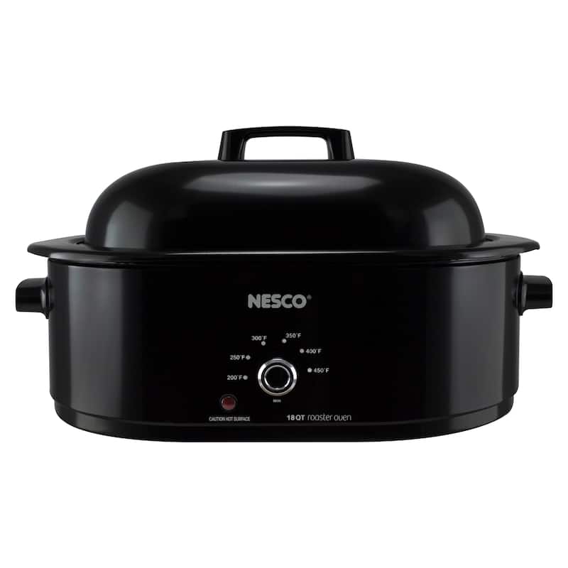 Nesco MWR18-13 18 qt. Black Roaster Porcelain Cookwell - Black