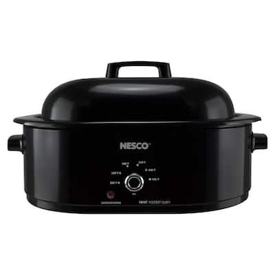 Nesco MWR18-13 18 qt. Black Roaster Porcelain Cookwell