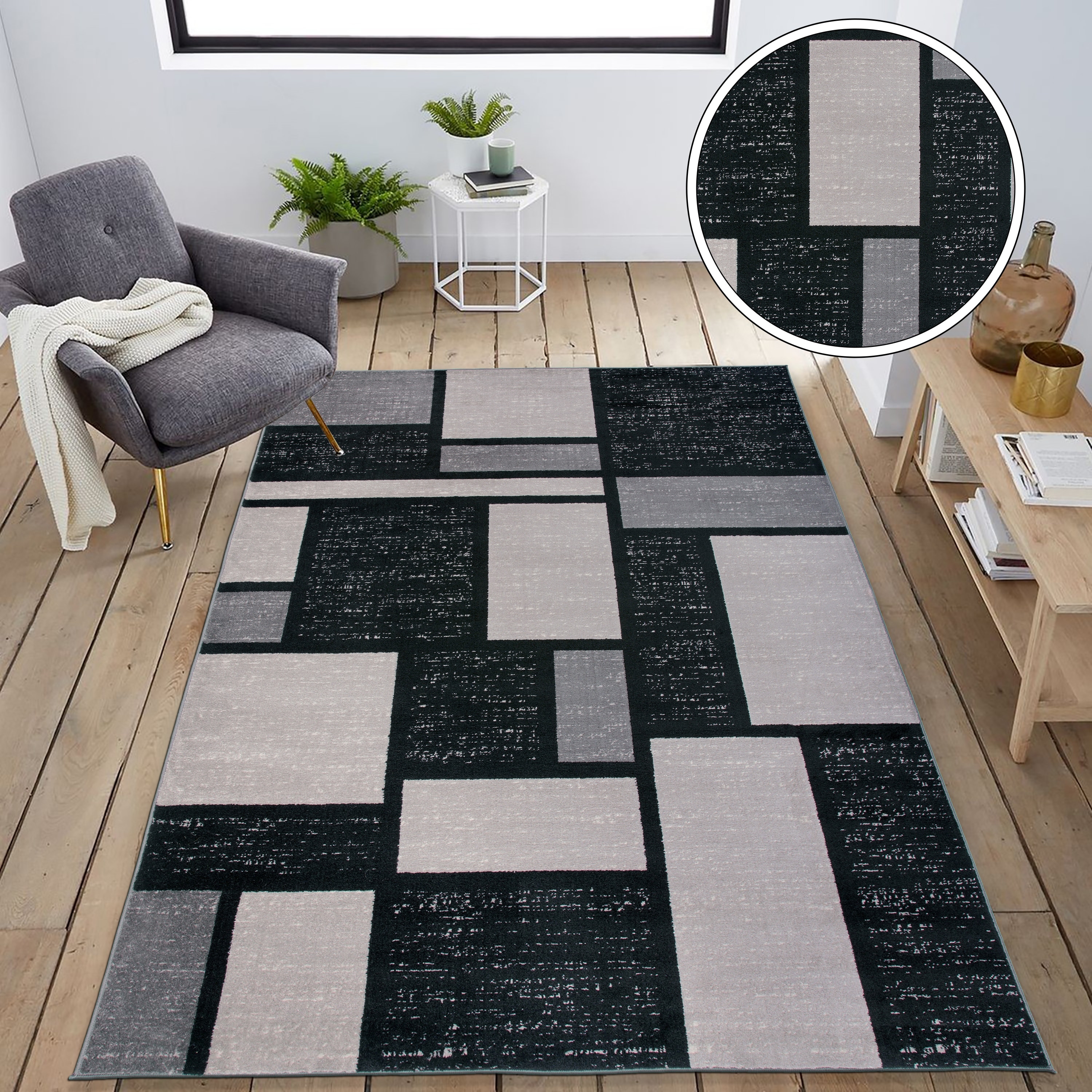 Rugshop Modern Distressed Boxes Area Rug 7' 10 x 10' Gray Rugshop Modern Distressed Boxes Area Rug 7' 10 x 10' Gray