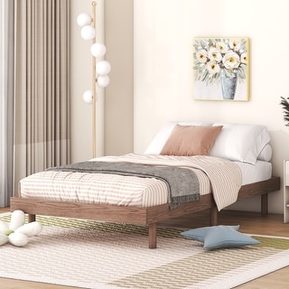 Twin Size Floating Platform Bed Frame with Modern Design and Sturdy Construction