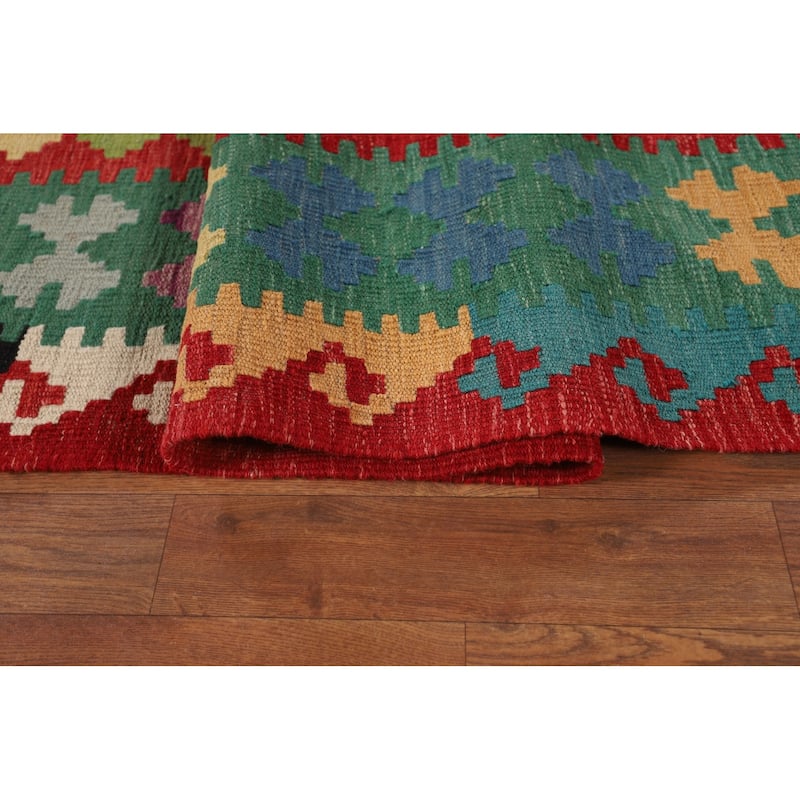 Trellis Multicolor Kilim Oriental Large Area Rug Flatweave Wool Carpet - 9'11"x 16'1"