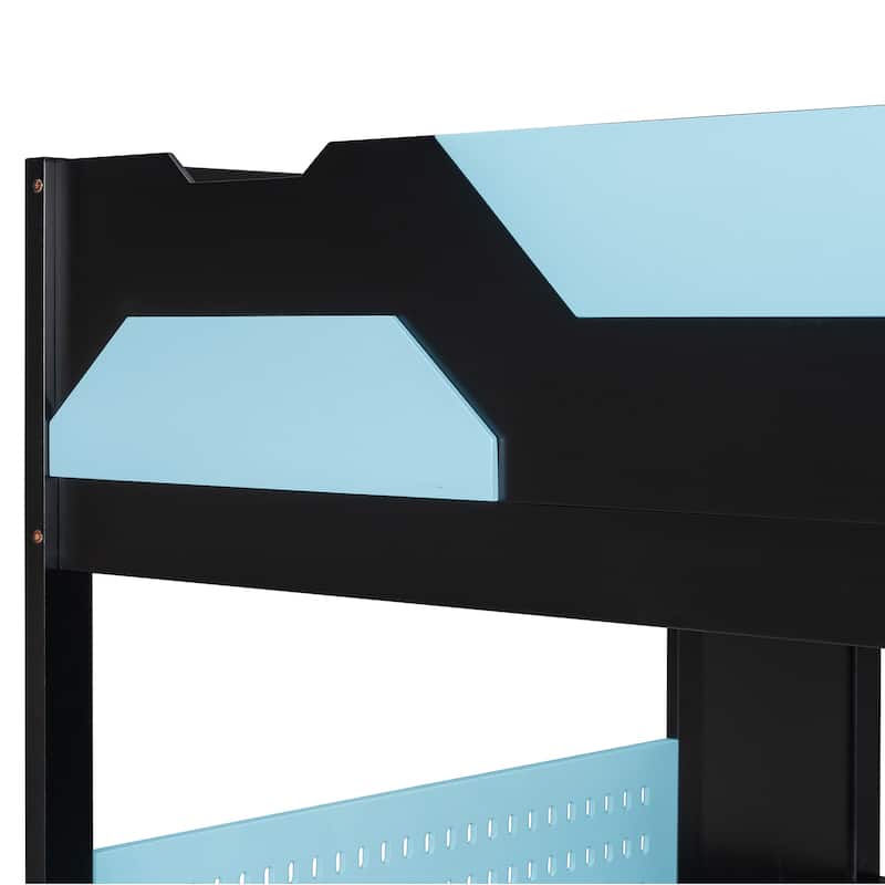 Full Size Wood Loft Bed with Desk - Multi-Storage Shelves, USB & RGB Light, Study Loft Bed