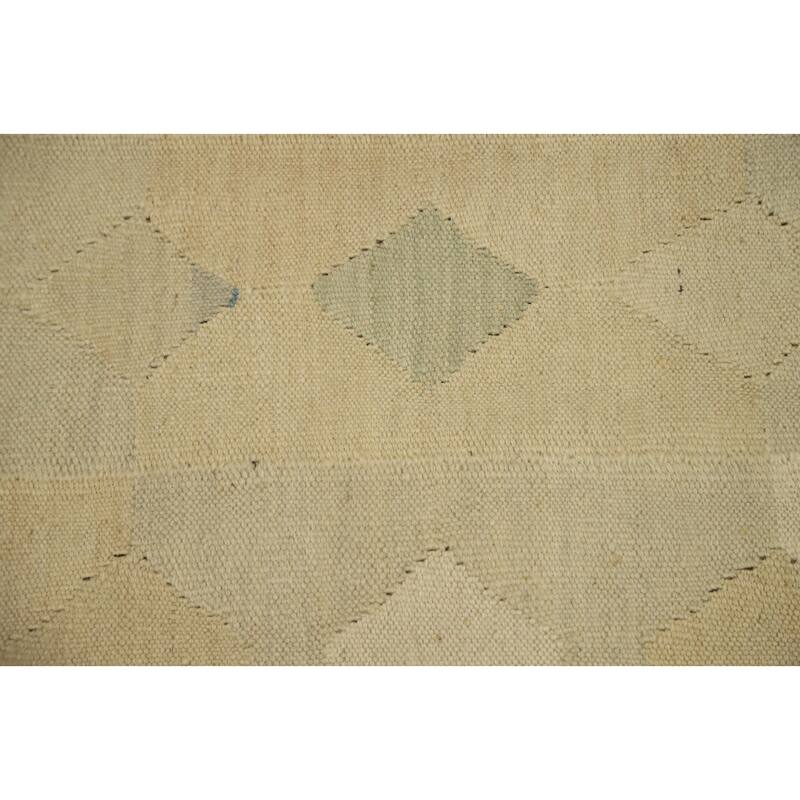 Hand Woven Oriental 100% Wool Carpet Southwestern Modern Beige & Ivories Kilim Area Rug - 4' 9'' X 2' 11''
