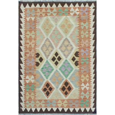 Sun Faded Flatweave Yasmina Rust/Ivory Rug - 3'3" x 5'0"