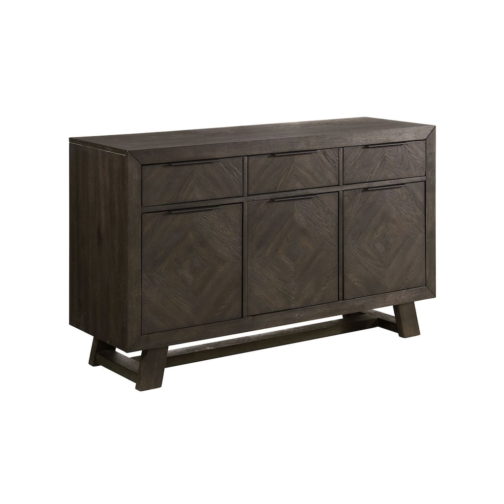 Hearst 56" Wide Server with 3 Storage Drawers and 3 Doors, Reclaimed Chevron