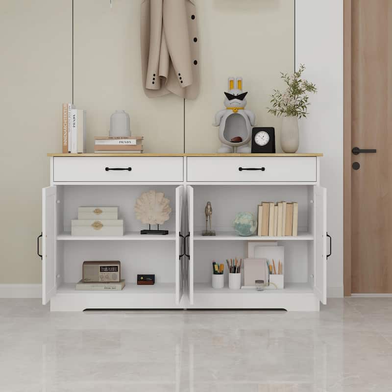 55.91" Large Farmhouse Buffet Cabinet Storage Sideboard