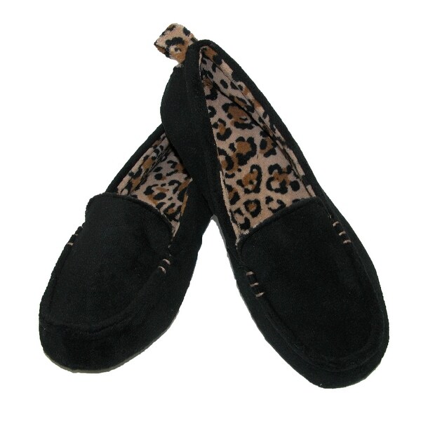Dearfoams Women's Microfiber Terry Close Toe Two-Tone Moccasin Slippers